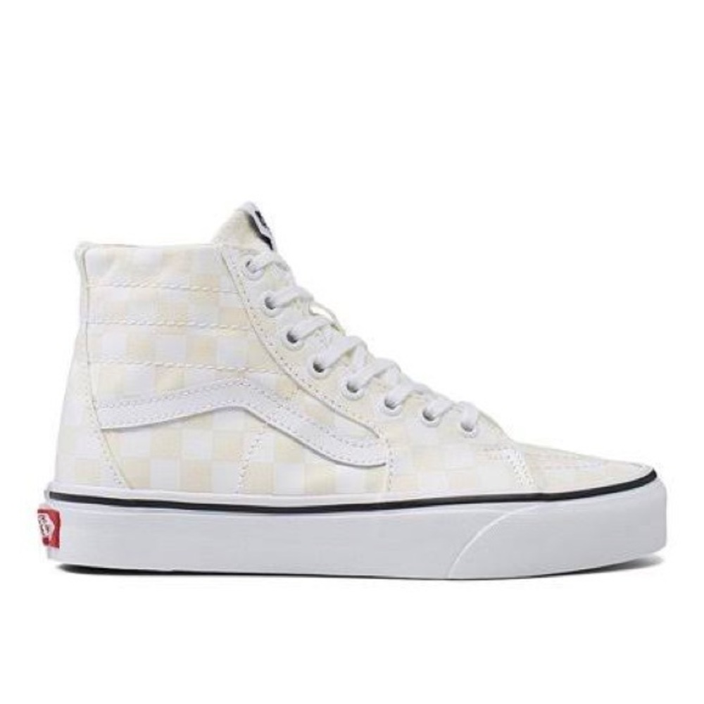 Vans White and Cream Checkered Sneakers